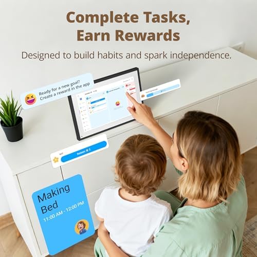 Digital Calendar 10 Inch Touch Screen, Electronic Calendar and Chore Chart for Family Monthly/Weekly Planner, Interactive Smart Calender with Task Rewards, Meal Planner, Desk Mount