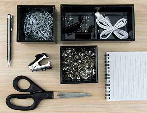 Bostitch Office Konnect Accessory Tray & Storage Cup Bundle, Desktop, Black