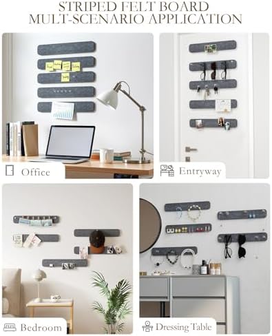 JBER Felt Strip Board 13" x 2", 5 Pack Cork Board Alternative, Dark Gray