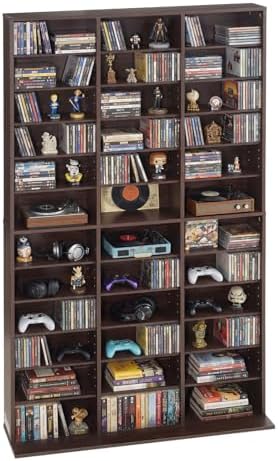 VEVOR Media Storage Cabinet, 12-Tier DVD Shelf Organizer, 40.08 x 9.09 x 71.26 in Multimedia Storage Organizer for CDs, DVDs, Books and Games, CD Shelf for Living Room, Home Office, Recording Room
