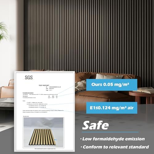 Art3d 108 x 12 in 3D Fluted Soundproof Wood Slat Wall Panel, 4-Pack, Walnut