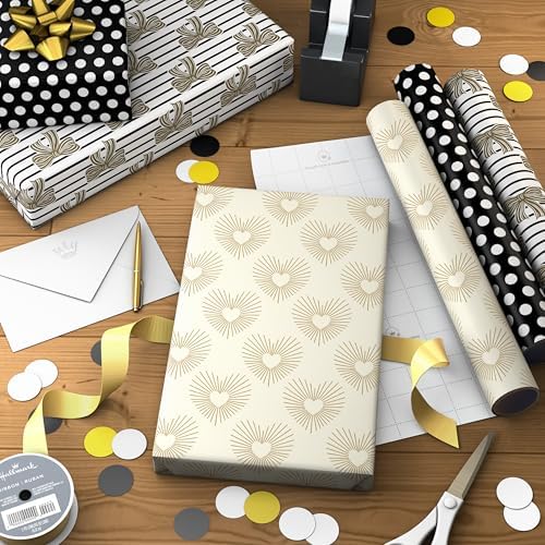 Hallmark Wedding Wrapping Paper Mini Rolls, 3-Pack, 60 Sq. Ft.