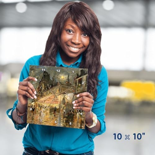3dRose Wall Clock Silent - 10 inch - Constantin Korovin - Cafe La Marine in Paris - VintageChest – Masterpieces