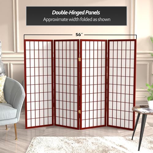 4 ft. Short Window Pane Shoji Screen - Rosewood - 4 Panels