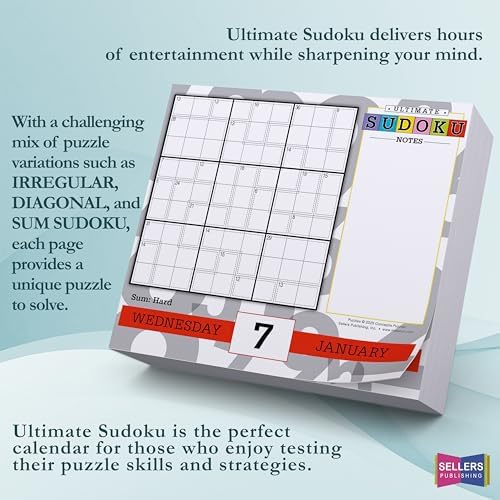 Ultimate Sudoku 2026 Daily Desk Calendar: Boxed Page-a-Day Puzzle Calendar with Day-to-Day Classic, Irregular, Multi, Odd/Even, Diagonal & Sum Variants