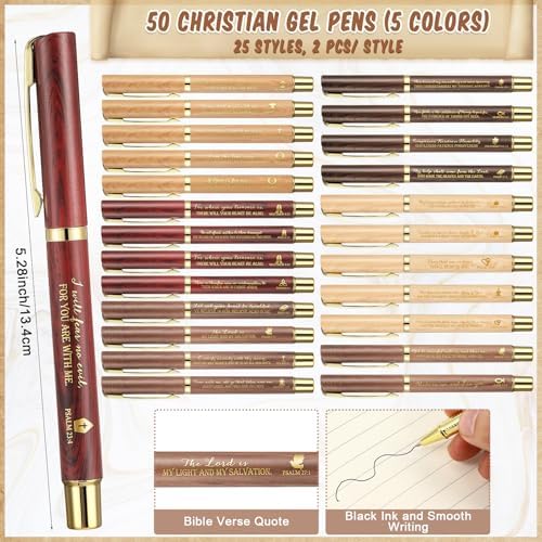 Feifeiya 50 Sets Christian Gifts for Grandparents Day Bible Verse Pen Kit