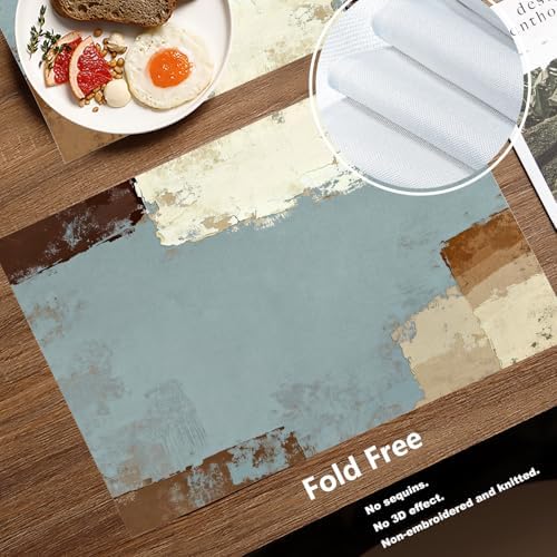 Batmerry Deep Grey Retro Oil Paint Placemats,Grey Abstract Oil Washable Linen Table Mats for Kitchen Table Double Insulation Decor Dining Set Indoor Outdoor 12X18 in Set of 4