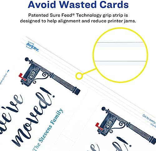 AVERY Postcards, Matte White, 3.5" x 5" | Rounded Corners | Laser/Inkjet Printable | 100 Cards | Pack of 5