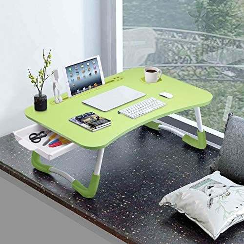 Slendor Bed Desk for Laptop and Writing with Storage, Cup Holder, Light