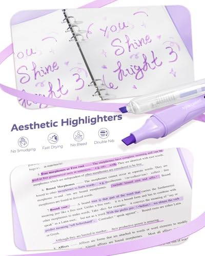 Four Candies Aesthetic Purple School Supplies Kit with Case for Girls | Back to School Stationery Set with Pens, Highlighters, Mechanical Pencils, Sticky Notes for Students, College, Journaling