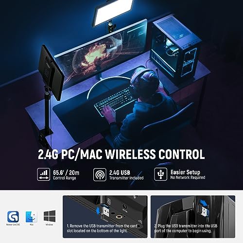 NEEWER 25W 12.9" Streaming Key Light with Desk Stand/2.4G Remote, GL25B