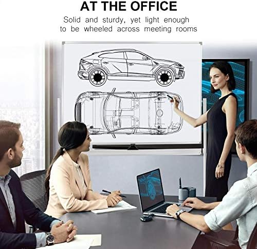Mobile Whiteboard on Wheels, 48"x36" Double-Sided Magnetic Dry Erase Board - Flipchart Easel for Office, Classroom & Home, Rolling Stand with Easy Flip Feature