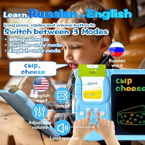 Writing Drawing Tablet with Talking Flash Cards - Russian Blue