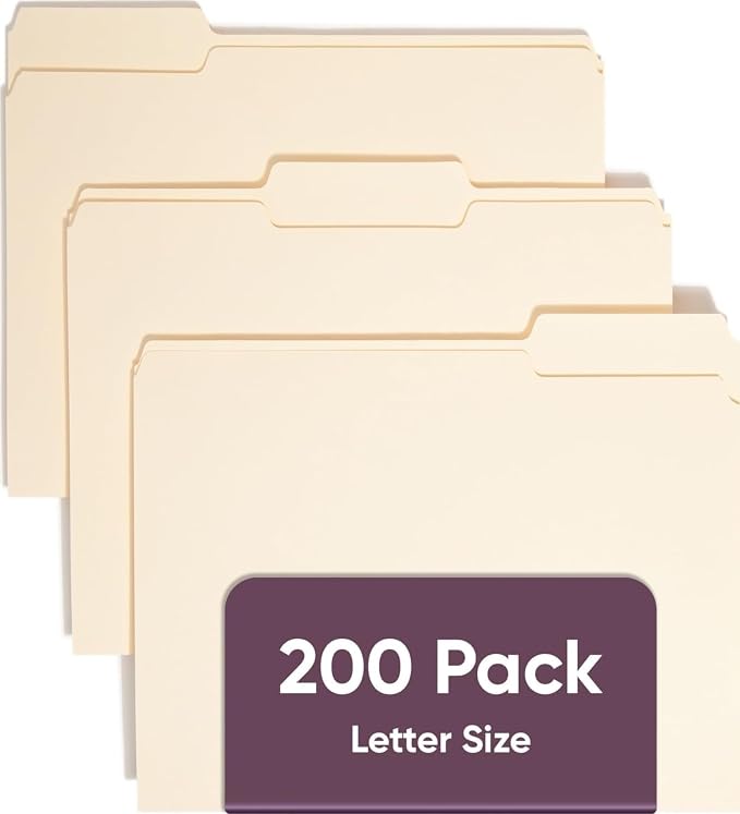 Smead File Folders Letter Sized, 1/3-Cut Tab, Assorted Positions, Letter Size Manila Folders, 200 Per Box