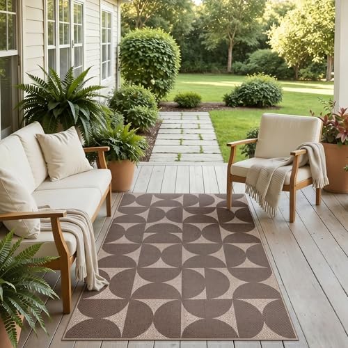 Lahome Semi Circle Easy Jute Rugs for Entryway, Tan 3x5 Washable Rug