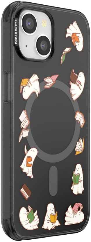 PopSockets iPhone 14 Phone Case with MagSafe- Spooky Book Club | Magnetic, Wireless Charging, Camera & Drop Protection, Witchy, Halloween, Horror