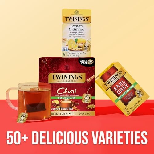 Twinings Decaffeinated Chai Spiced Black Tea Bags, 100 CT Box (1 Pack)