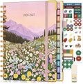 Academic Planner 2026-2027, Hardcover Weekly and Monthly Calendar Planner from July 2026 - June 2027, 6.1" x 8.2" A5 Daily Agenda with Tabs, College School Organizer for Student Teacher, Wildflower Mountainside