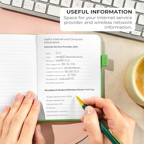 Clever Fox Password Book with Alphabetical Tabs, 4"x5.5" Keeper Green