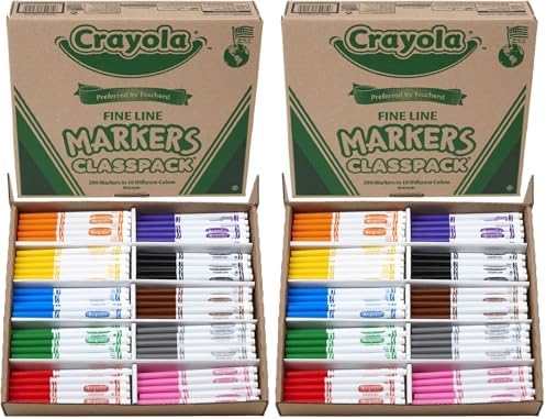 Crayola Fine Line Markers Classpack, Bulk Kids' Markers For Preschool, Kindergarten, Elementary School Classrooms, Teacher Classroom Must Haves, (Pack of 400)