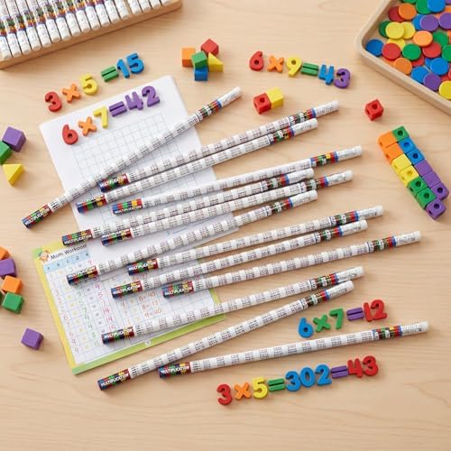 Tenceur 100 Pcs Multiplication Tables Motivational Pencils with Erasers Bulk 7.3 Inches Student Incentives Recognition Education Award Prize for Teacher School Classroom Reward Supplies