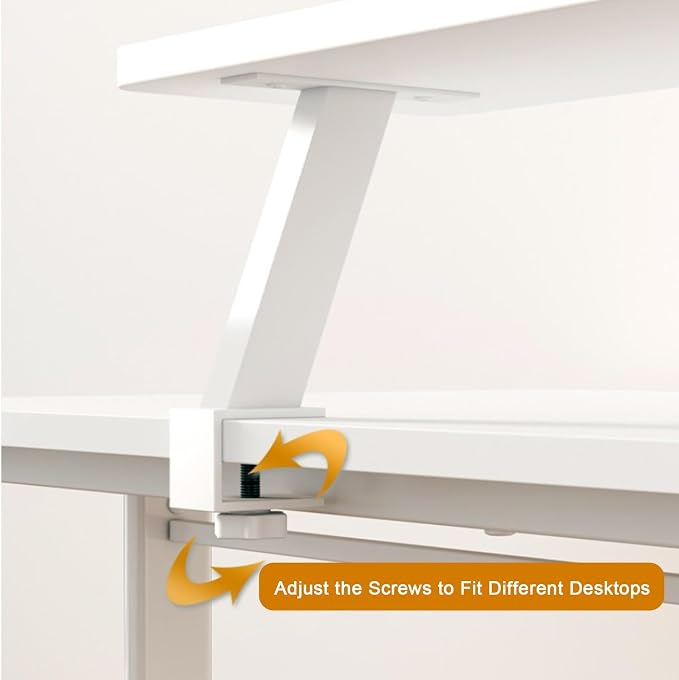 Clamp on Desk Shelf 39.3x7.8in Space-Saving Desktop Extender | White Klemmbares Schreibtisch Organizer Regal Adjustable Floating Desks Shelf for Office, Dorm, Home Desk Organization
