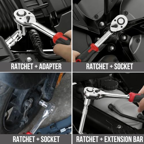 Hi-Spec Home Garage Mechanics DIY Tool Kit Metric Sockets Ratchet Wrench