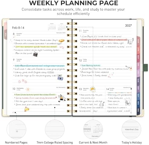RETTACY 2027 Planner, Weekly and Monthly, A5 Size (5.7" x 8.3")