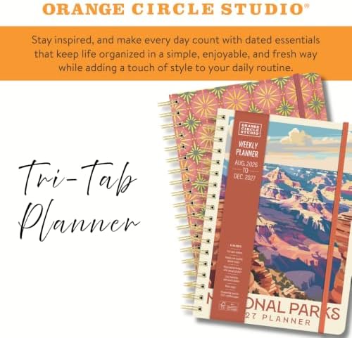 Orange Circle Studio 2027 Planner, Age of Romance Tri-Tab Weekly & Monthly Planner, 9.6" x 7", Spiral Bound Organizer with Note Pages, Pocket Dividers & Elastic Closure Design for Home Office Planning
