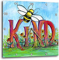 3dRose Wall Clock Silent - 13 inch - Bee Kind Painting - Quotes