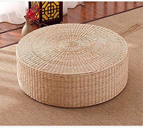 HUAWELL Japanese Style Handcrafted Eco-Friendly Breathable Padded Knitted Straw Flat Seat Cushion, Hand Woven Tatami Cushion Best for Zen, Yoga Practice or Buddha Meditation (19.7)