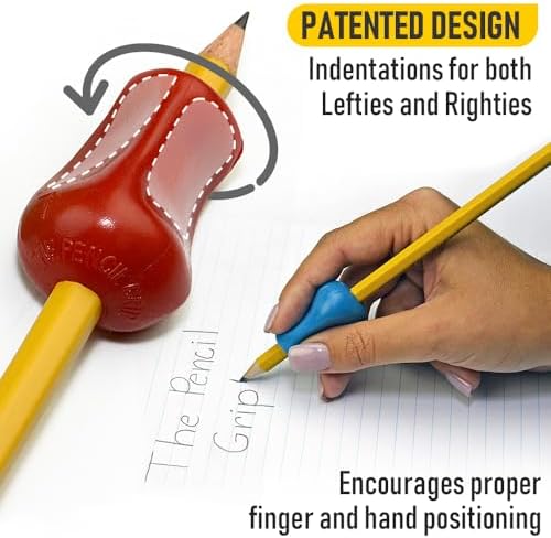 The Pencil Grip Original Pencil Grippers 6 Pcs, Improves Kids Handwriting, Ergonomic Pen Holder for Righties & Lefties, Ideal for Kids, Toddlers, Adults, Writing Tool with Finger Cushion (Pack of 3)