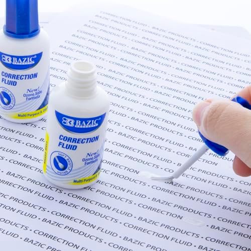 BAZIC Metal Tip Correction Pen & Correction Fluid (2/Pack)
