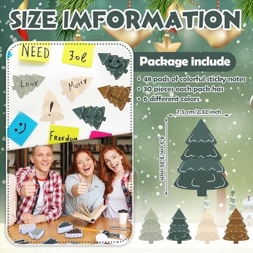 48 Pads 1440 Sheets Christmas Tree Sticky Notes Summer Xmas Note Pads Self Adhesive Memo Pad Cute Gifts