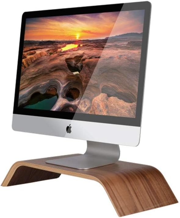 Wooden Computer Monitor Stand Save Space Desktop Riser for Computers LCD Monitors Laptop PC iMac Notebook Apple MacBook(Black Walnut)