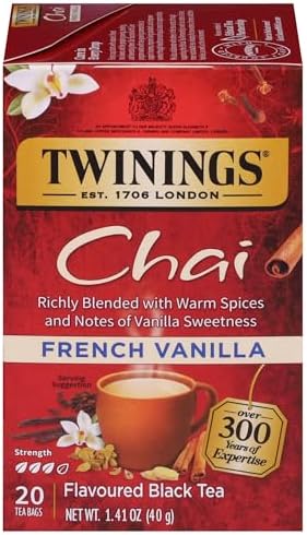 Twinings French Vanilla Chai Spiced Black Tea Bags, 20 CT Box (1 Pack)