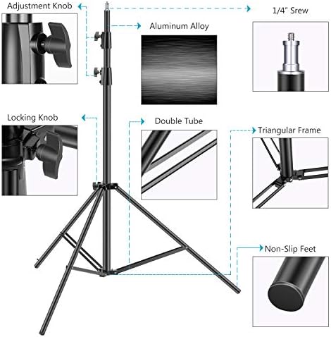 Neewer Light Stands 10 Feet/3 Meters, Pro Heavy Duty Spring Cushioned, All Metal Locking Collars, Set of 2 (Black Finish) with Carry Bags and Sandbags for Photo Video Photography HTC Vive, etc