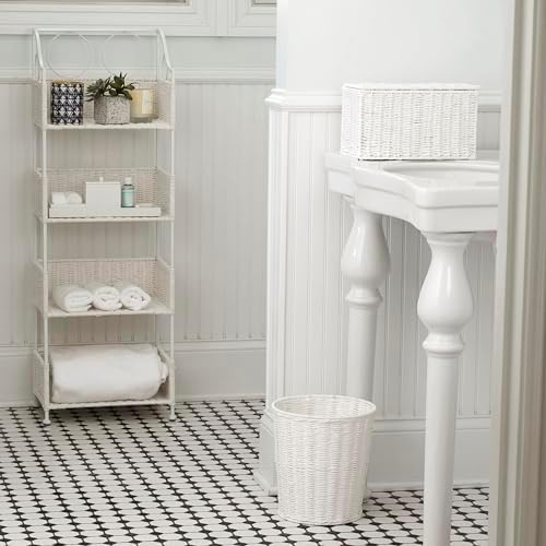 Household Essentials White Paper Rope Waste Basket Trash Bin for Bathroom, Bedroom, Office ML-7192