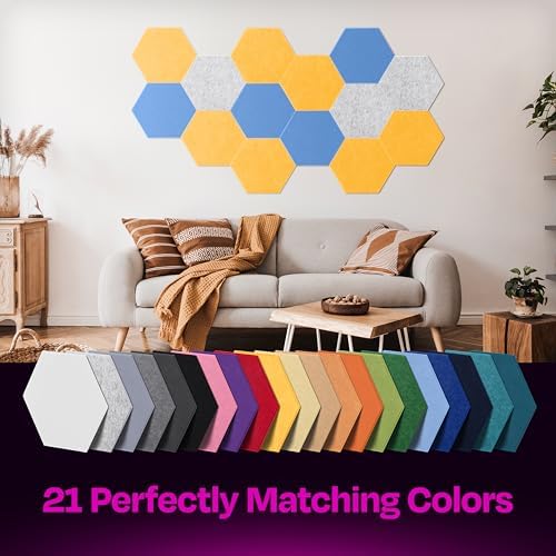 Acoustic Panels 12-Pack Soundproof Wall Panels 14"X12.1"X0.4" Sound Panels High Density Sound Dampening Panels - [Sunny Yellow Hexagon]