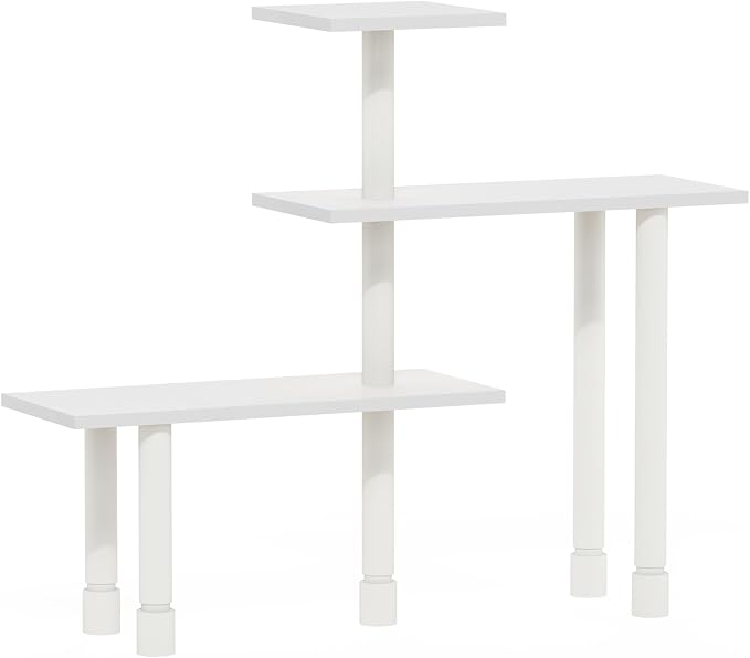 Furinno Turn-N-Tube Kitchen Countertop Organizer, 3-Tier Corner Countertop Organizer Shelf, Corner Shelf, for Kitchen, Pantry, Organizers and Storage, White