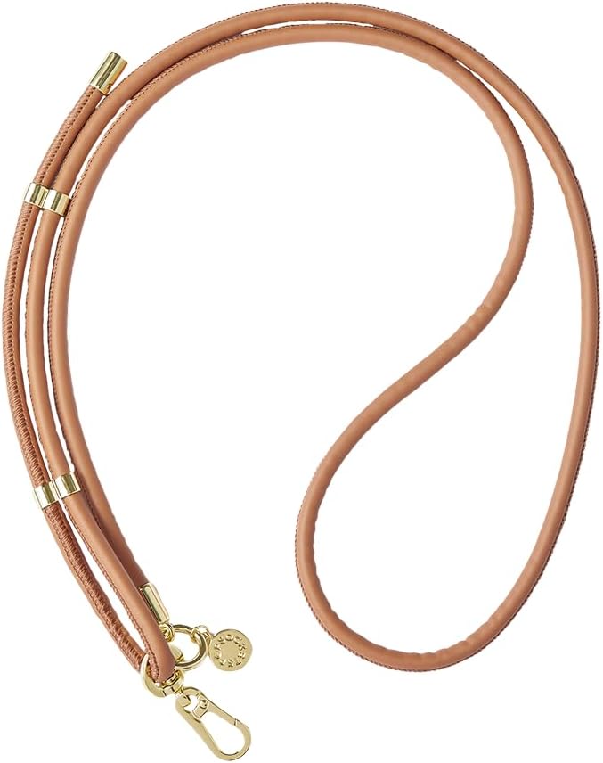 PopSockets Crossbody Phone Strap & Lanyard- Cognac | Anti-Drop Phone Strap, Accessorize Your Device, Brown, Plain, Cream, Beige, Summer Spring