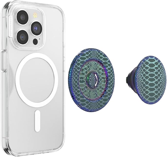 PopSockets Phone Grip for MagSafe, Magnetic Holder- Scales | Removable, For Kindle / Android / iPhone, With Magnet, Green, Teal, Turquoise, Men, Boys