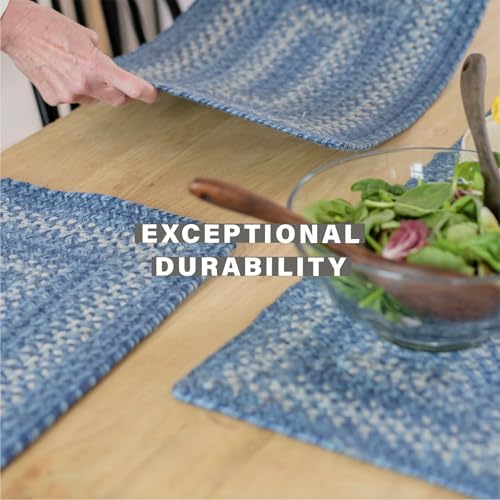 Homespice Denim Braided Placemats Ideal as Table Mats, Oval 13x19 Set of 4