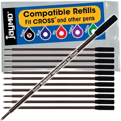 Replacement for Cross 8513 - Ballpoint Pen Refill - 12 Black