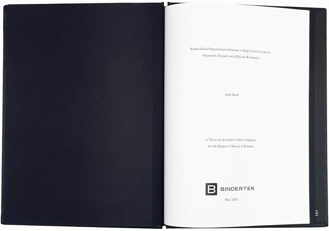 Faux Leather Springback Thesis Binder - Black, 1" Spine, by Bindertek | 150 Sheet Capacity, High-Tension Spring Clamp Style, Perfect for Thesis Work, Legal Documents, Menus, Portfolios, Photography