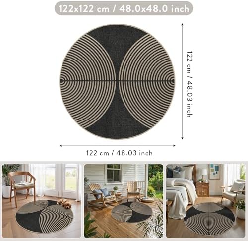 Lahome Modern Rainbow Round Rug 4ft, Circular Indoor Outdoor Kitchen Rug
