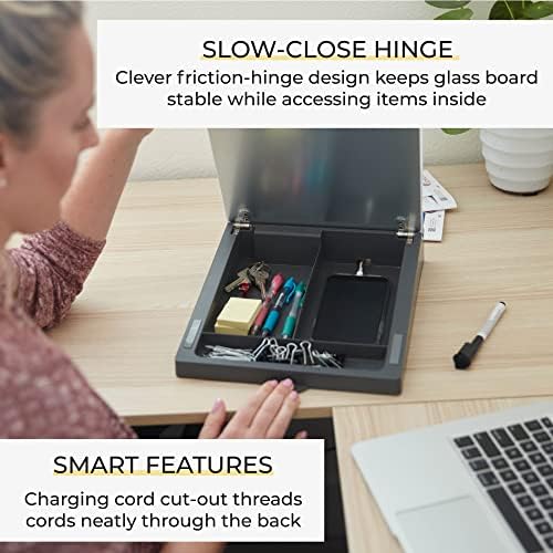 ECR4Kids MessageStor Dry-Erase Glass Board Memo Station, Desk Organizer, Botanical (Pack of 4)