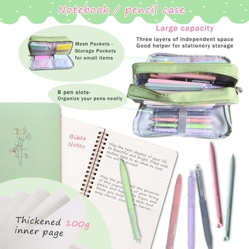 SHINYHARBOR 47Pcs Bible Study Journaling Supplies Kit for Women, Green