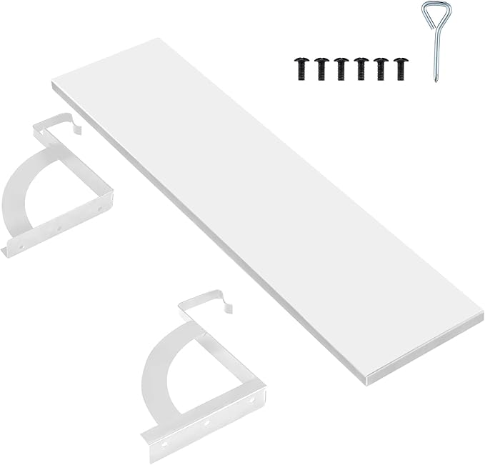 Tandefio Office Cubicle Shelf 24'' Hanging Cubicle Storage Organizer File Hanging Shelf Accessories Storage Organizer Bookshelf with Hooks for Home Desk (White)