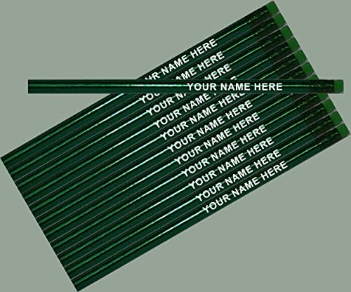 ezpencils - Personalized Metallic Green Round Pencil - 12 pkg - ** FREE PERZONALIZATION **
